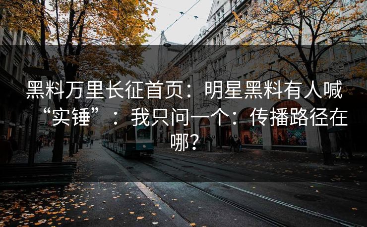 黑料万里长征首页：明星黑料有人喊“实锤”：我只问一个：传播路径在哪？