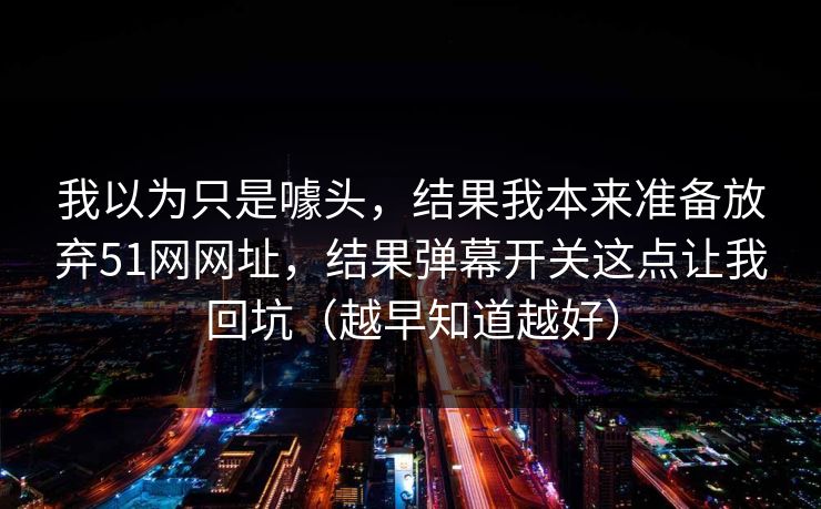 我以为只是噱头，结果我本来准备放弃51网网址，结果弹幕开关这点让我回坑（越早知道越好）