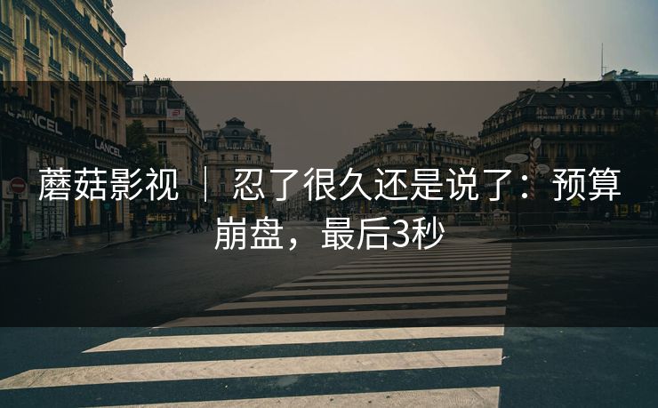 蘑菇影视 ｜ 忍了很久还是说了：预算崩盘，最后3秒